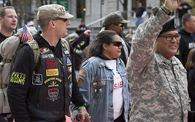 Veterans marching